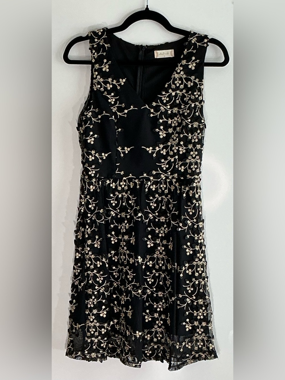 Altar’d State Black Floral Embroidered Mesh Fit & Flare Dress